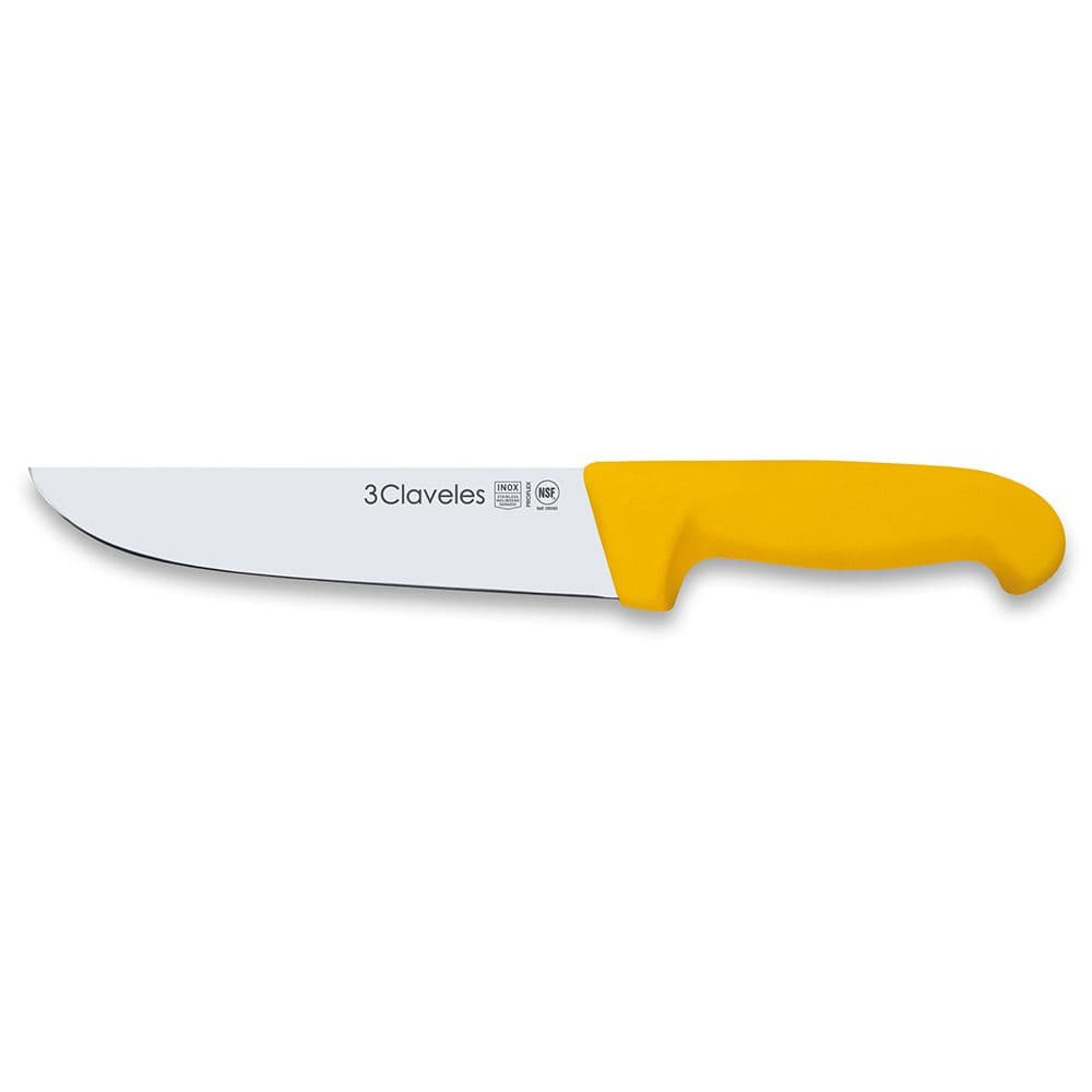 CUCHILLO CARNICERO FINO CON MANGO AMARILLO PROFLEX 18 cm