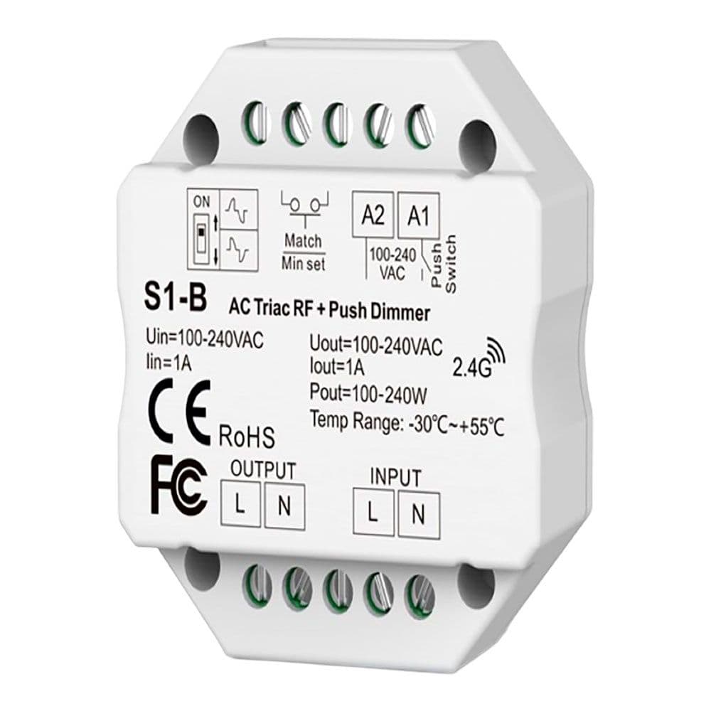 REGULADOR RF TRIAC PASTILLA, TODO TIPO DE LÁMPARAS, 1,5 A, 100 - 360 W, 100 - 240 V, Ø52 x 26 mm