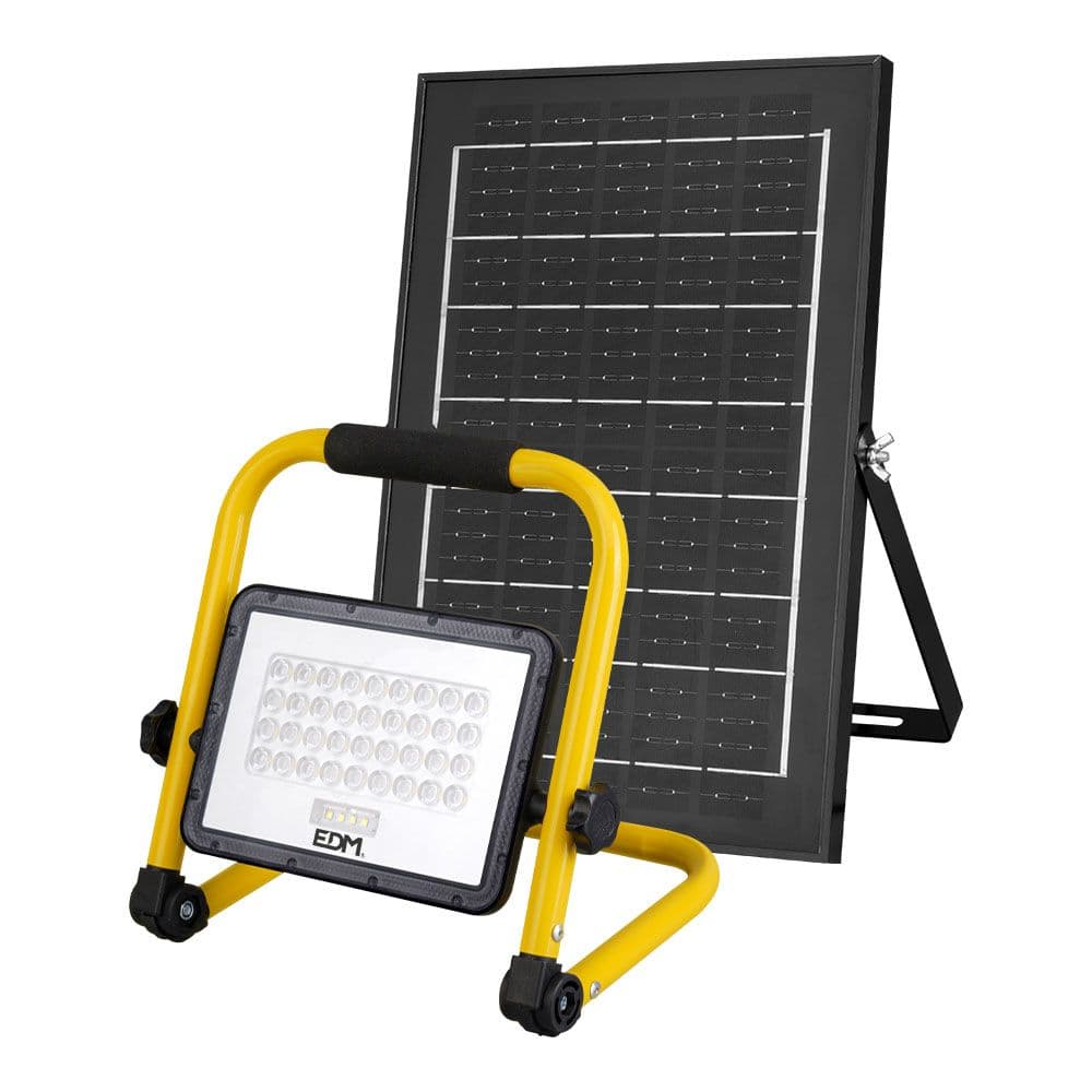 FOCO PROYECTOR LED SOLAR DE TRABAJO + PANEL SOLAR - 4000 lm, 6.400 K, LUZ FRÍA, IP65