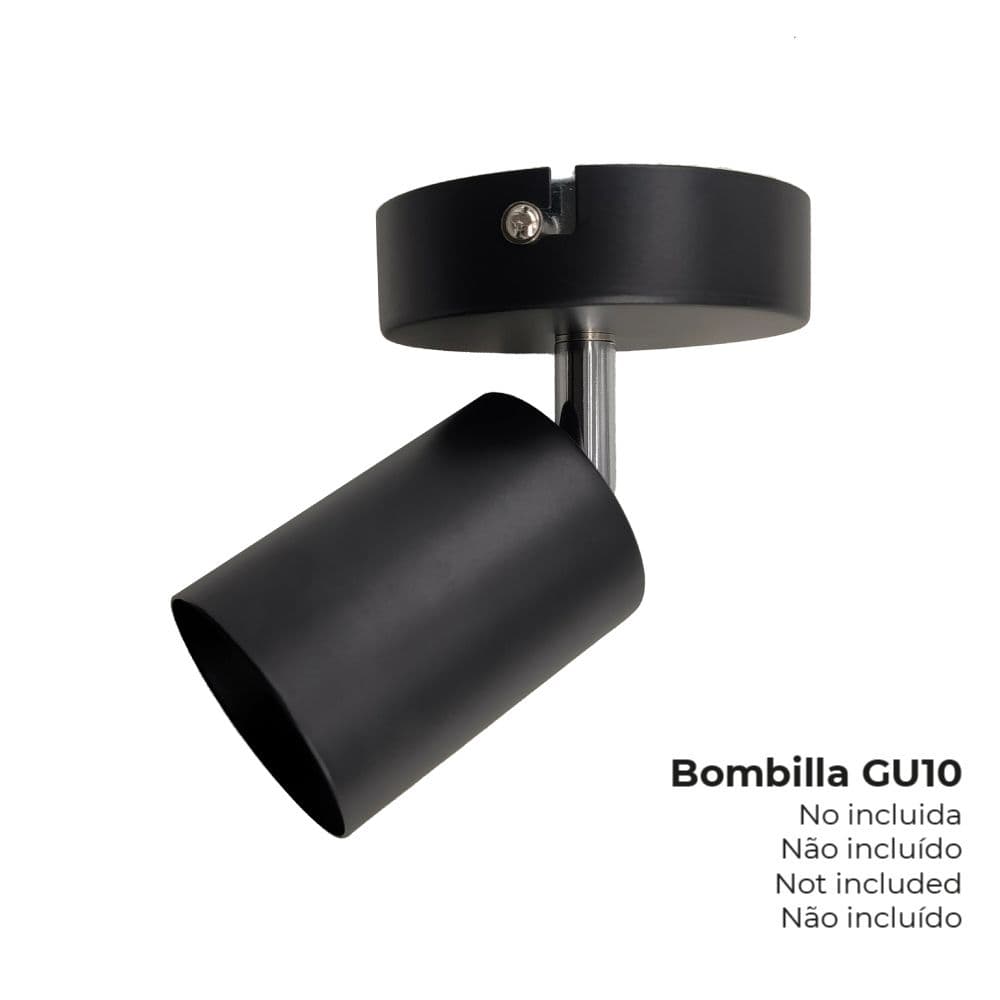 FOCO 1 ELEMENTO GU10 50 W (BOMBILLA NO INCLUIDA) COLOR NEGRO Ø9 x 5,6 x 14,2 cm