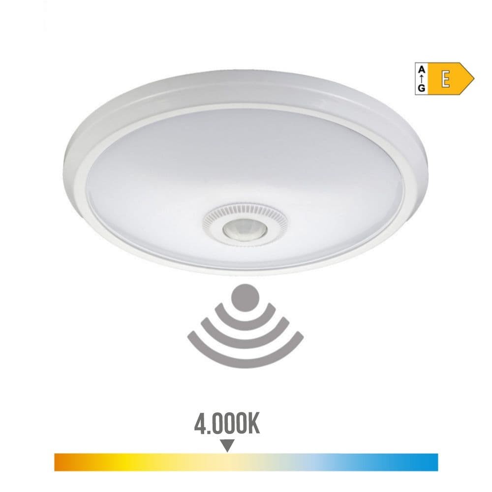 APLIQUE DE SUPERFICIE LED CON SENSOR CREPUSCULAR Y LUZ DE EMERGENCIA IP20 16W 4000 k 1100 lm LUZ DIA Ø29 x 6 cm