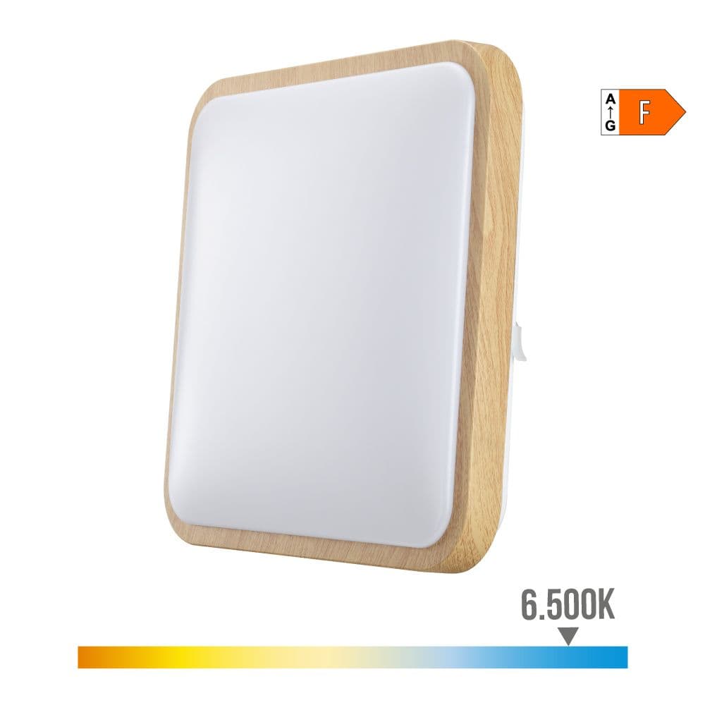 APLIQUE SUPERFICIE CUADRADO LED EFECTO MADERA 18 W 6500 k 1820 lm 33 x 33 x 7 cm