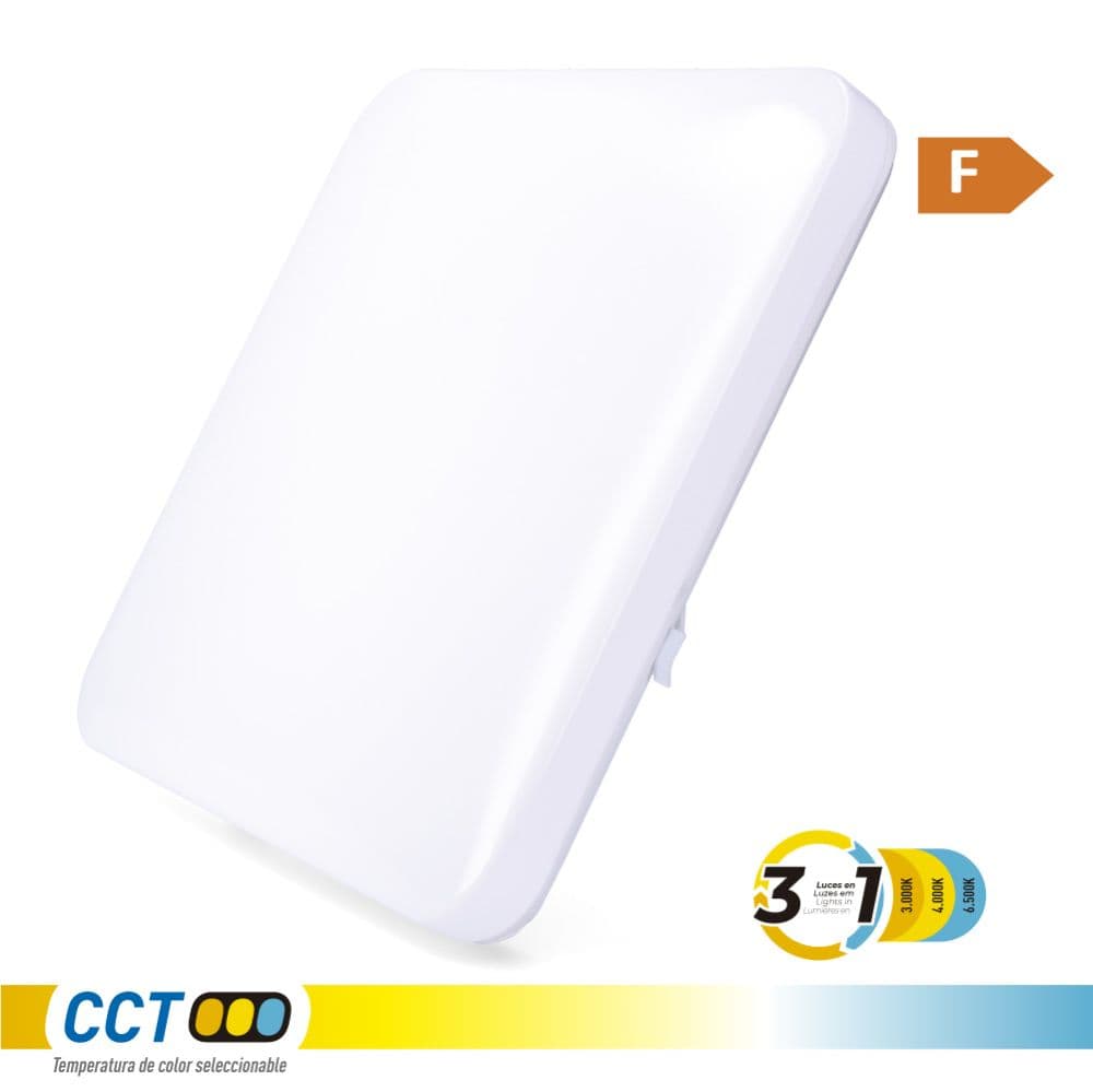 APLIQUE LED CUADRADO EXTRAPLANO DE SUPERFICIE 24 W 3CCT 2490 lm 37 x 37 x 6,7 cm