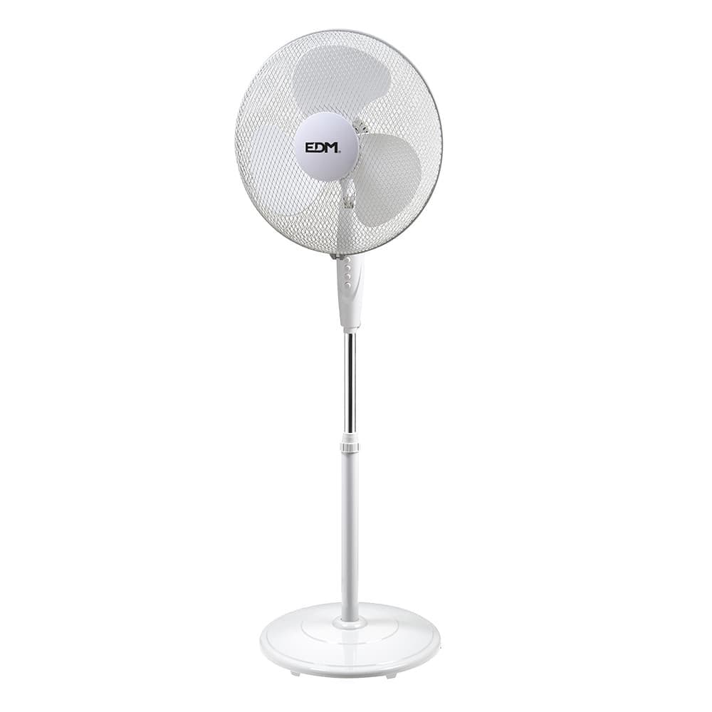 VENTILADOR DE PIE BASE CIRCULAR, BLANCO, POTENCIA 45 W - 55,6 dB - ASPAS Ø40 cm, ALTURA REGULABLE 110-130 cm
