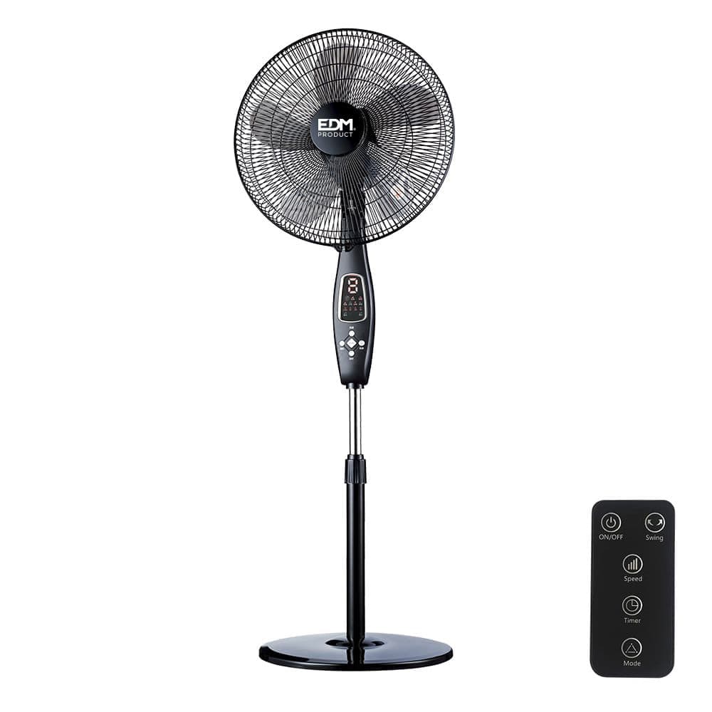 VENTILADOR DE PIE MANDO A DISTANCIA, NEGRO, POTENCIA 60 W - 62,9 dB - ASPAS Ø40 cm, ALTURA REGULABLE 110-130 cm
