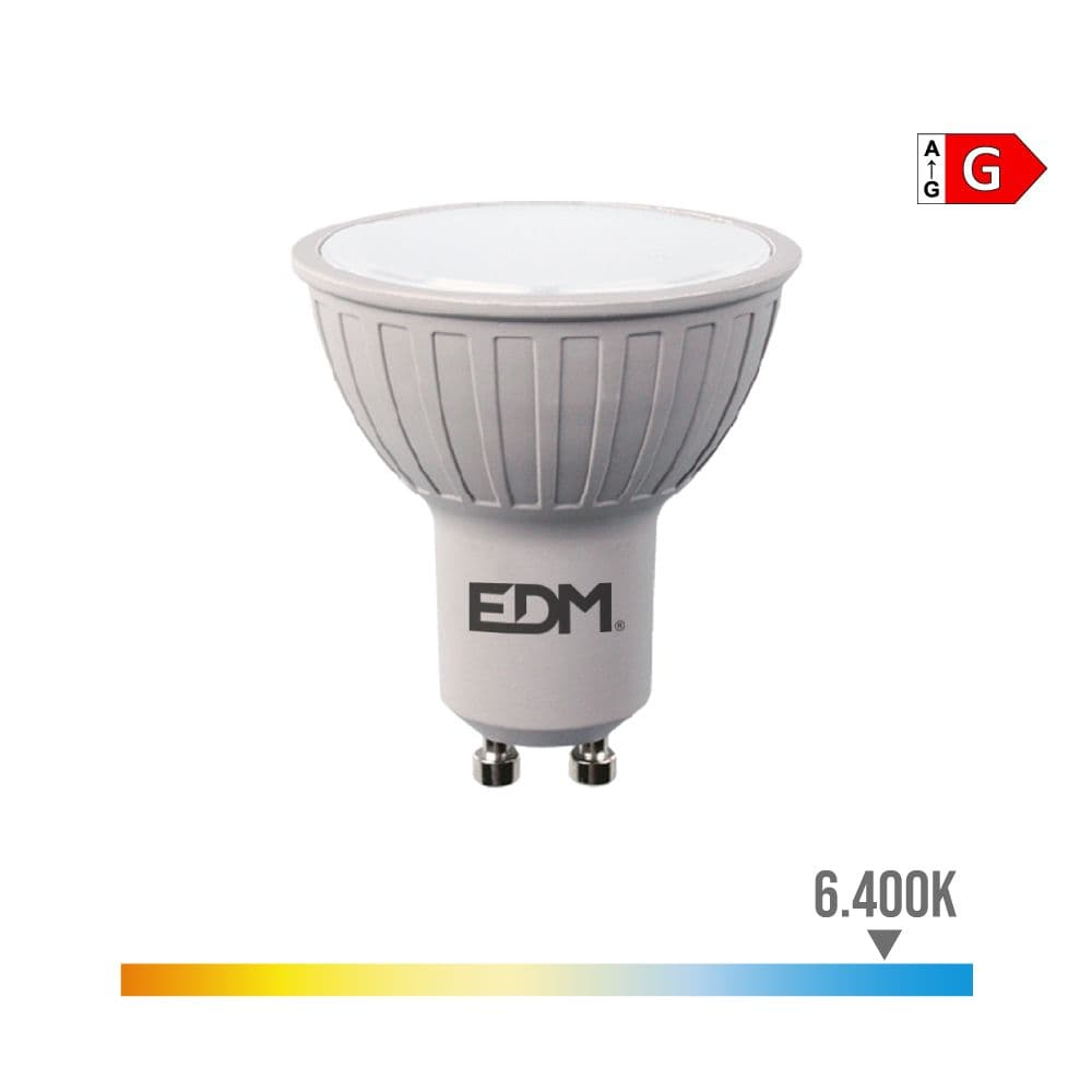 BOMBILLA DICROICA LED REGULABLE GU10 6 W 500 lm 6400 K LUZ FRÍA Ø5 x 5,5 cm