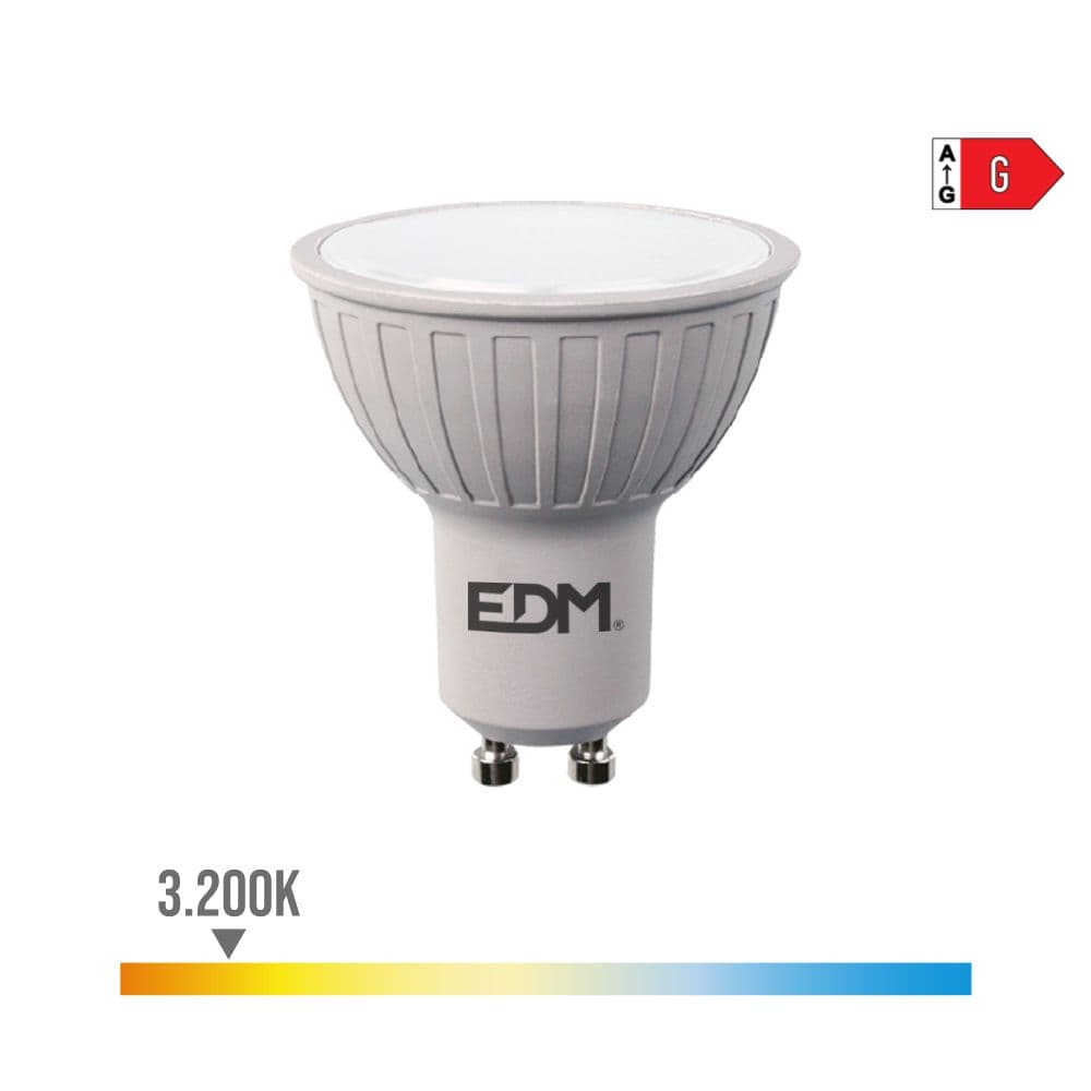 BOMBILLA DICROICA LED REGULABLE GU10 6 W 500 lm 3200 K LUZ CÁLIDA Ø5 x 5,5 cm