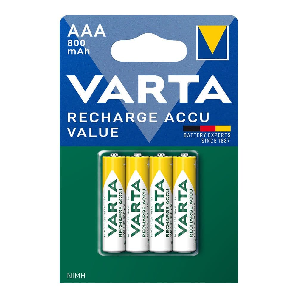 PILA VARTA RECARGABLE ACCU AAA - HR03 800 mA (BLISTER 4 unid.) Ø10,5x44,5mm
