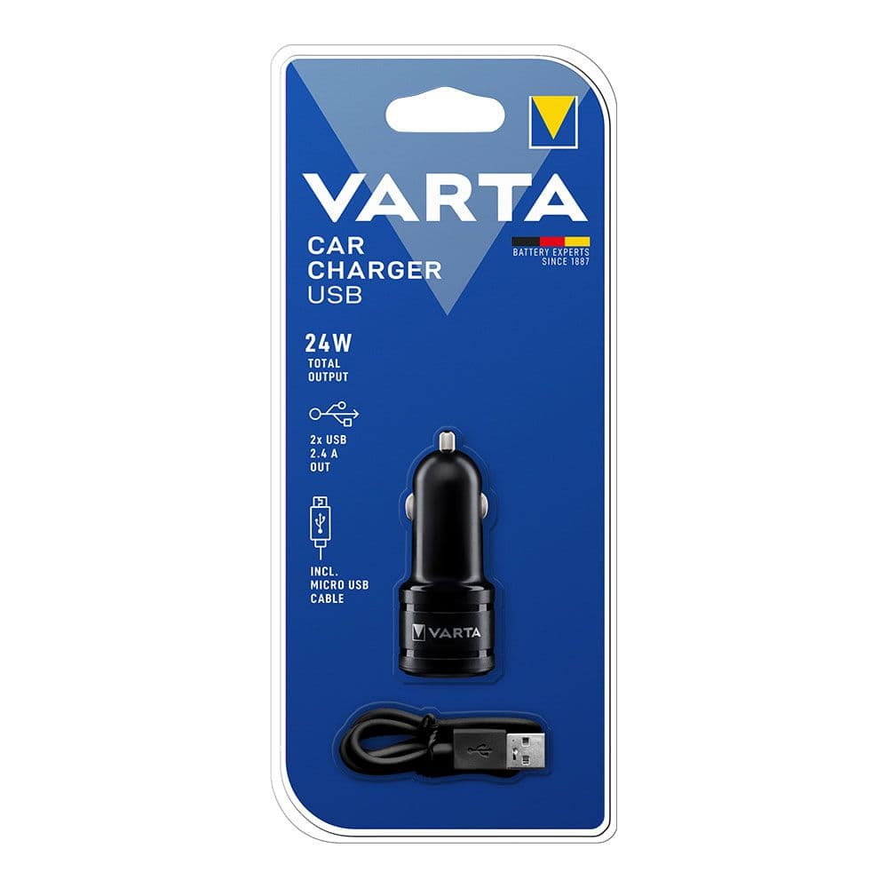 ADAPTADOR CARGADOR VARTA PARA COCHE 2 USB 4,8A