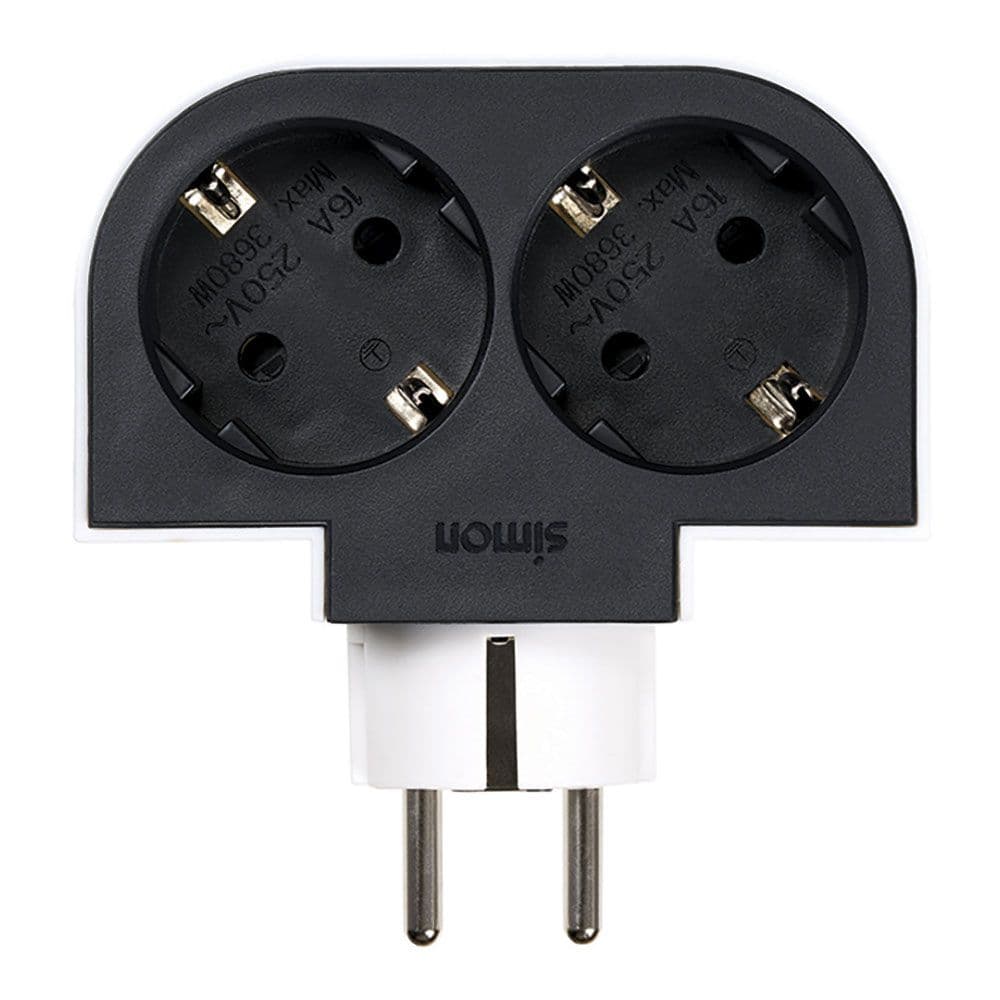 ADAPTADOR GIRATORIO SCHUKO 2 TOMAS 16A 250 V~