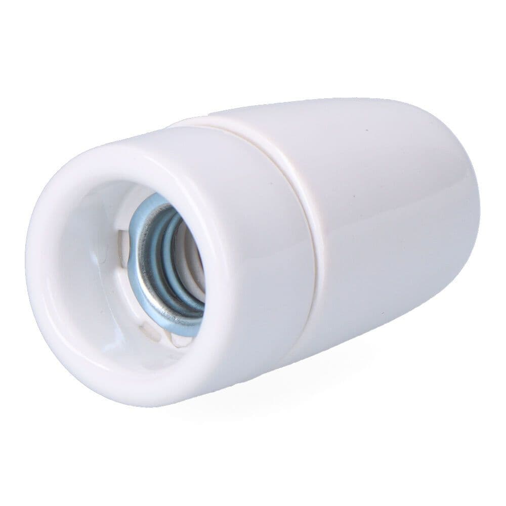 PORTALÁMPARAS CERÁMICO VINTAGE E14, 60 W 250 V, BLANCO, Ø35 x 60 mm (RETRACTILADO)