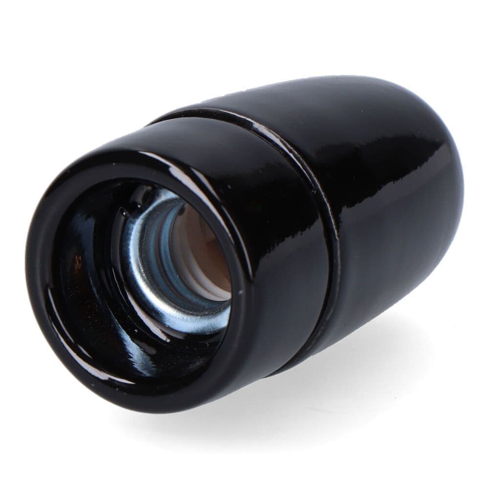 PORTALÁMPARAS CERÁMICO VINTAGE E14, 60 W 250 V, NEGRO, Ø35 x 60 mm (RETRACTILADO)