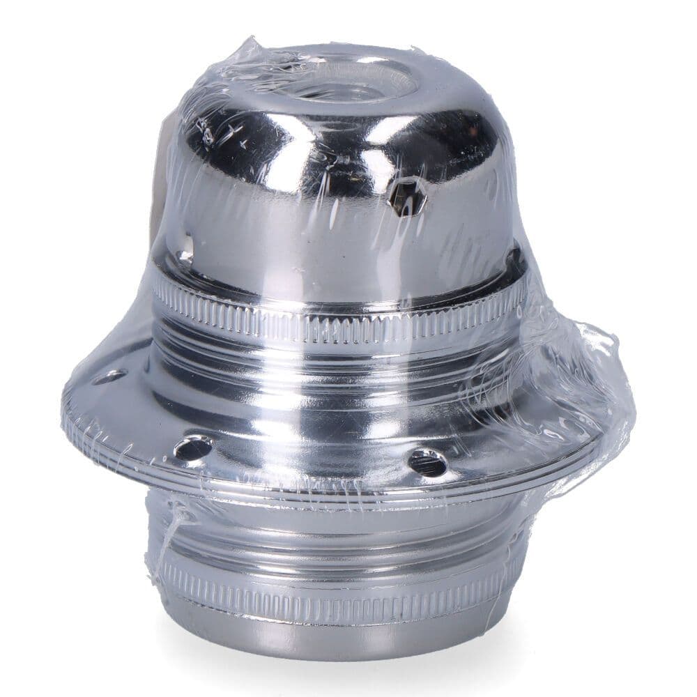 PORTALÁMPARAS E27 METÁLICO, 100 W 250 V, PLATA, Ø60 x 40 mm (RETRACTILADO)