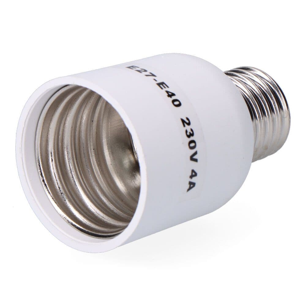 CONVERTIDOR DE E27 A E40, 4 A 230 V, BLANCO, Ø47 x 79 mm (RETRACTILADO)
