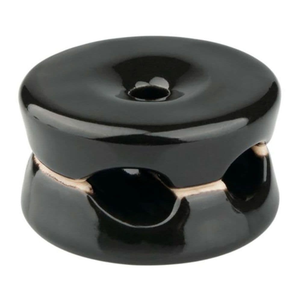 SUJETACABLES PORCELANA REDONDO DOBLE NEGRO, 5 uds Ø32 x 18,6 mm