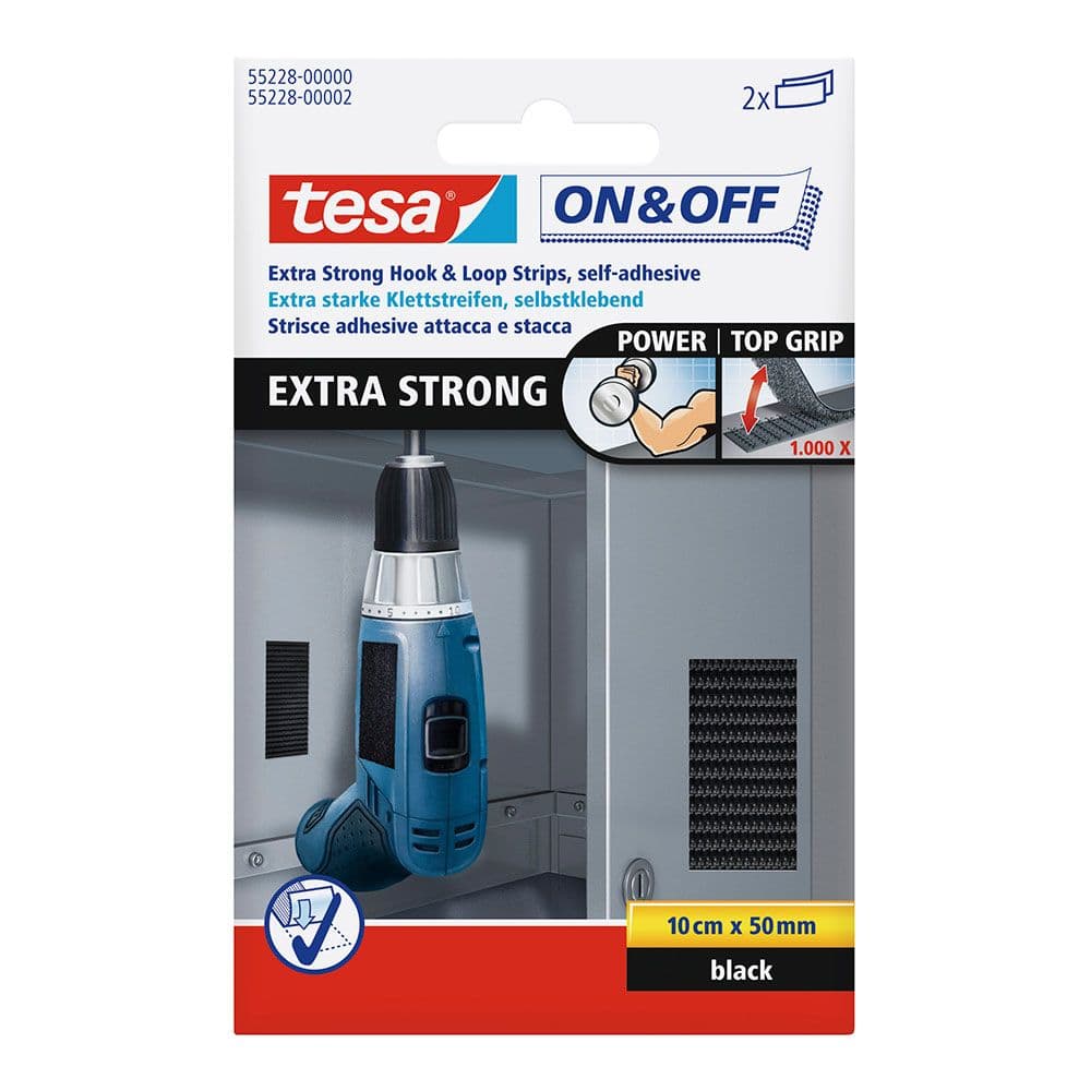 TIRAS DE CIERRE EXTRAFUERTE NEGRO 50 mm x 10 cm, 2 PARES