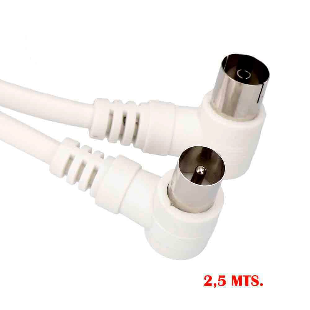 PROLONGACIÓN TV ACODADA 9,5 mm 2,5m ENVASADA BLANCA