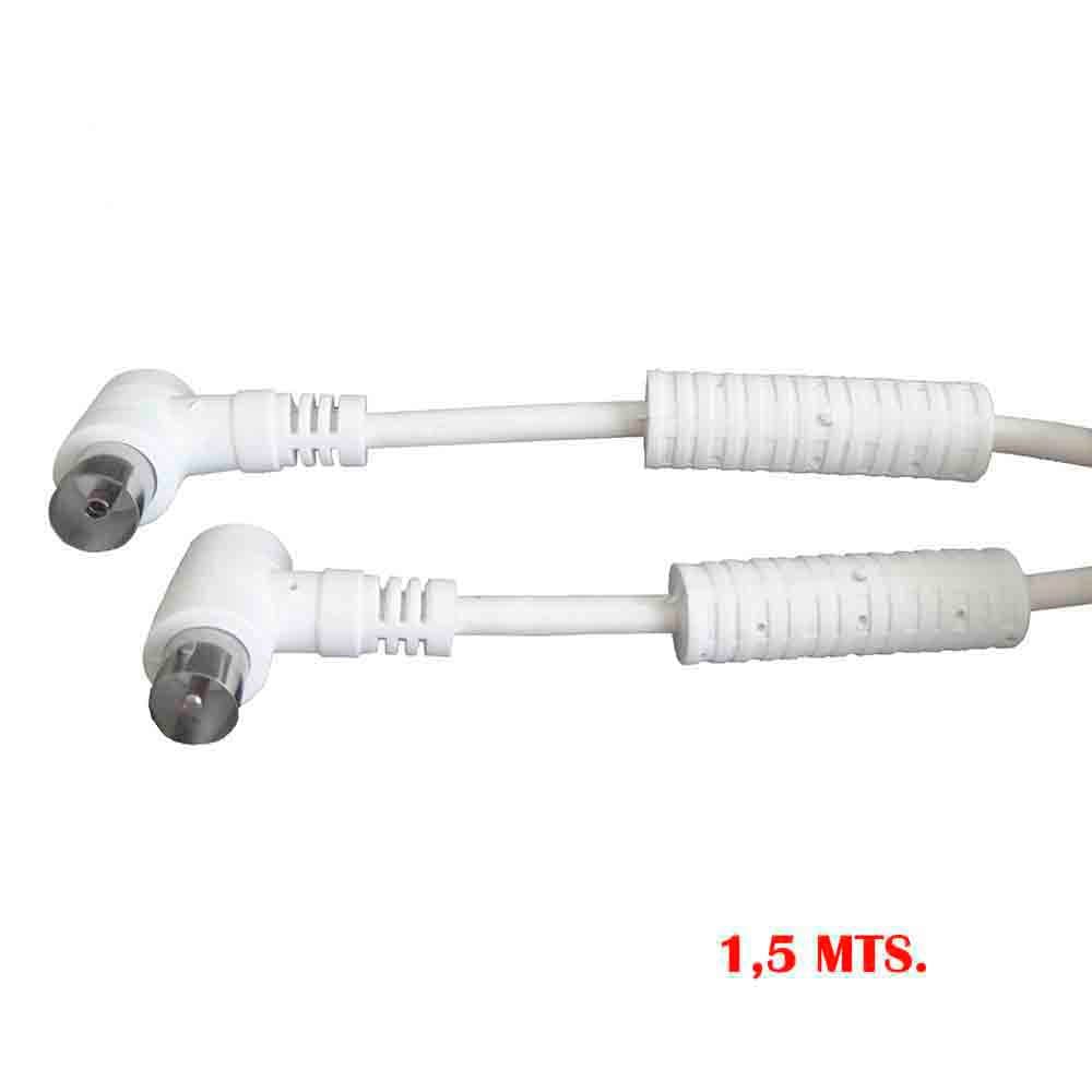 PROLONGACIÓN TV-VIDEO ACODADA CON FILTRO 9,5mm 1,5m ENVASADA BLANCA