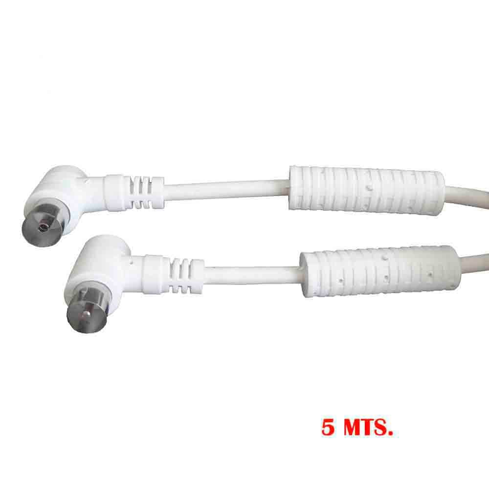 PROLONGACIÓN TV-VIDEO ACODADA CON FILTRO 9,5mm- 5m BLANCA