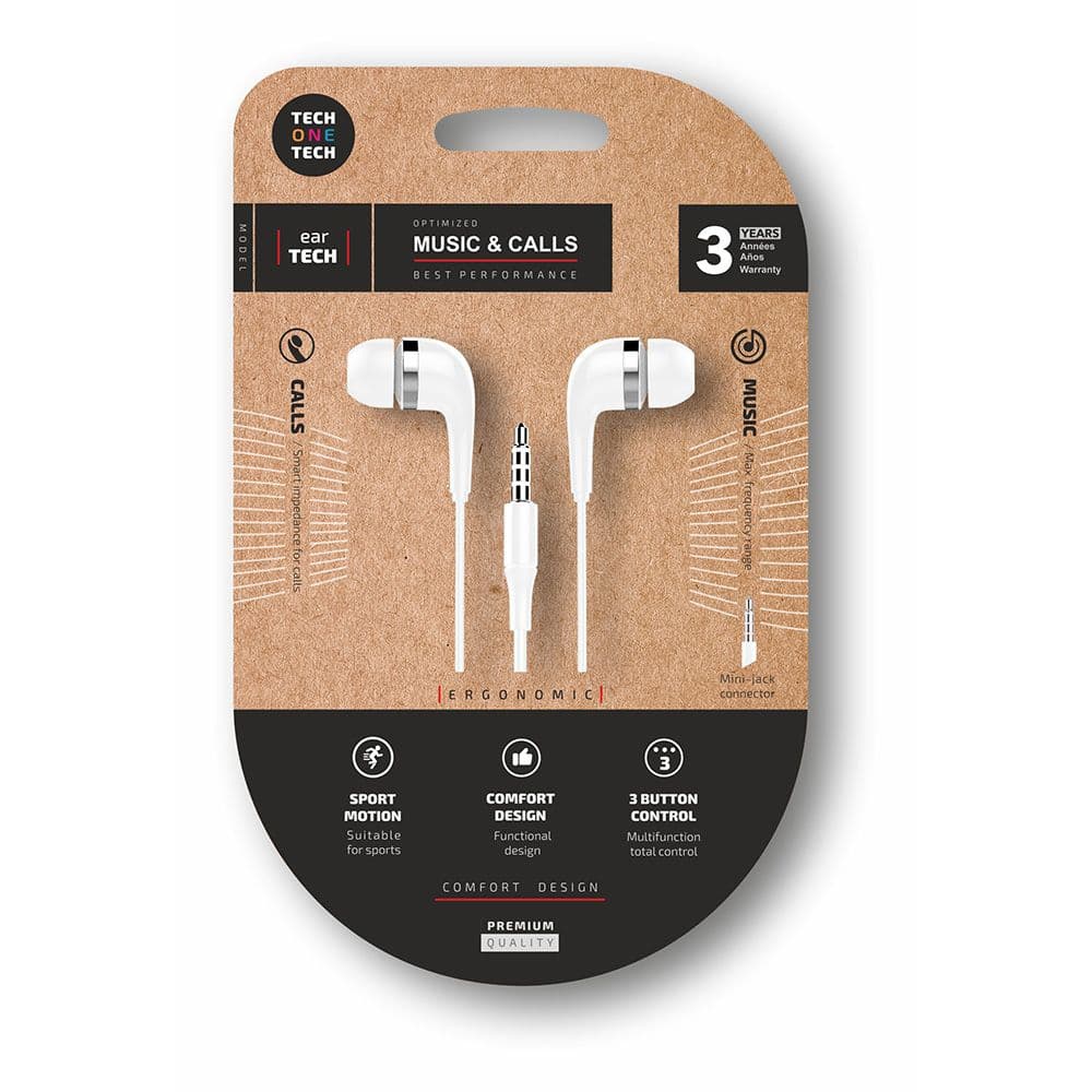 AURICULARES EARTECH CON CONECTOR MINI-JACK BLANCOS