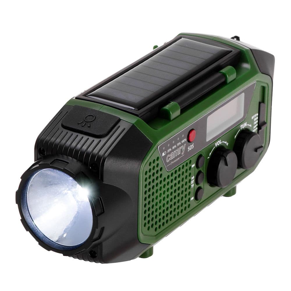 RADIO EMERGENCIA MULTIFUNCIÓN SOLAR/DINAMO/USB 4000 mAh CR1919, VERDE, 181 x 72 x 82 mm