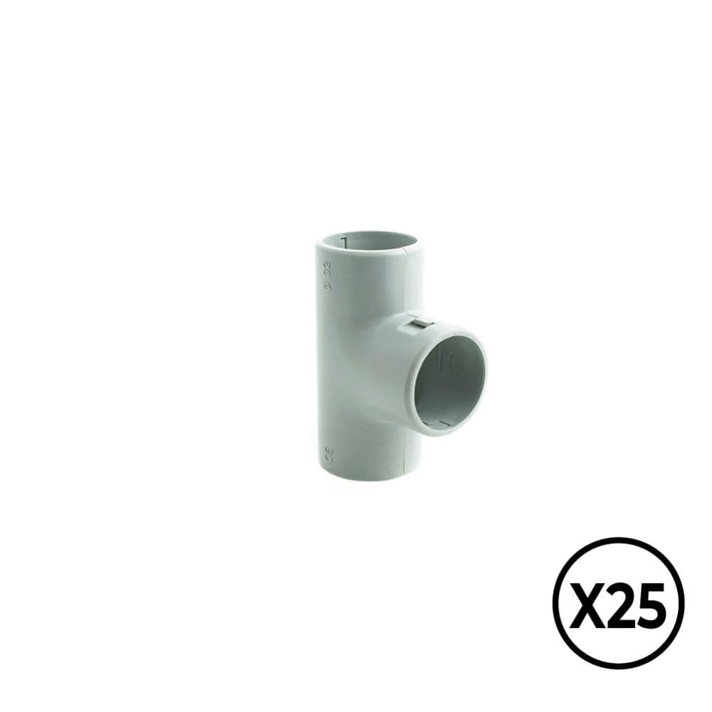 MANGUITO EN T INSPECCIONABLE DE PVC Ø 25 mm, GRIS, 25 unidades