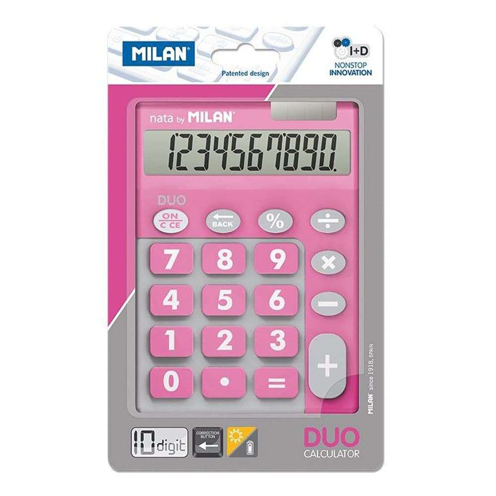 CALCULADORA DUO 10 DIGITOS ROSA TECLAS GRANDES EN BLISTER