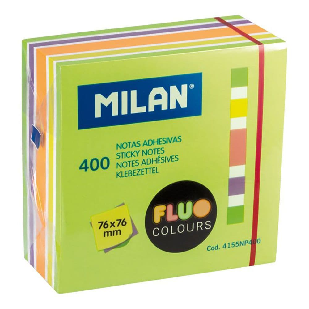 BLOC 400 NOTAS ADHESIVAS COLORES FLUOR 76 x 76 mm