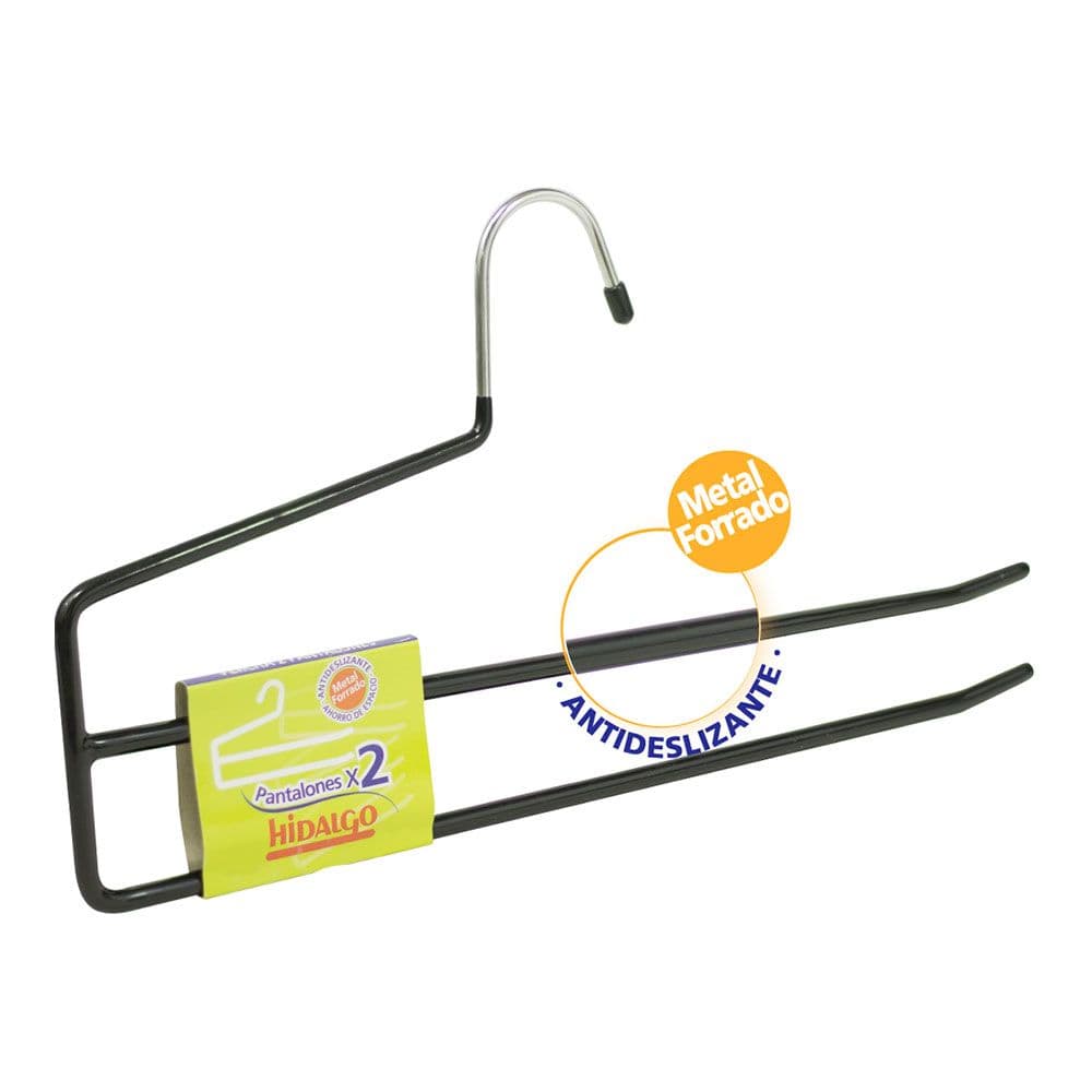 PERCHA ANTIDESLIZANTE PARA 2 PANTALONES, COLOR AZUL