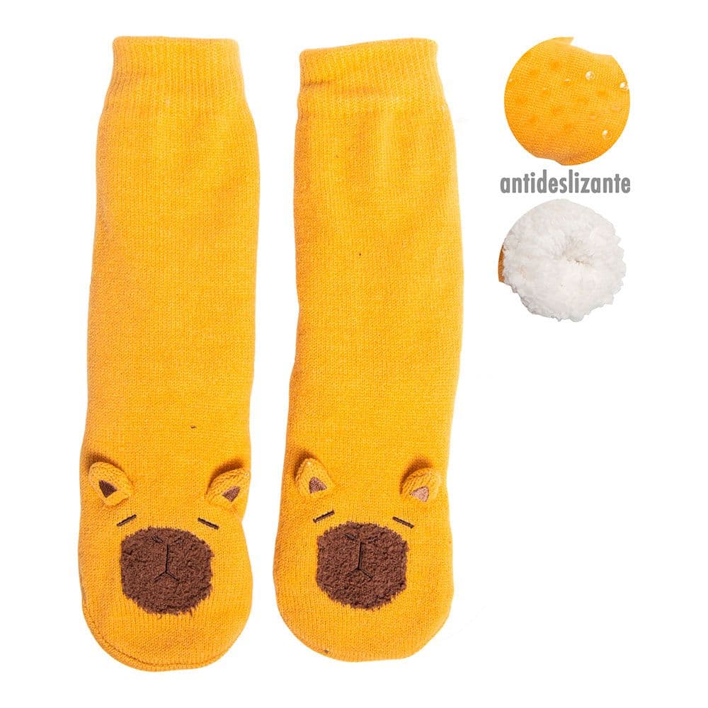 CALCETINES CAPIBARA ANTIDESLIZANTES CON FORRO DE BORREGUITO SUAVE, TALLA 40 - 45