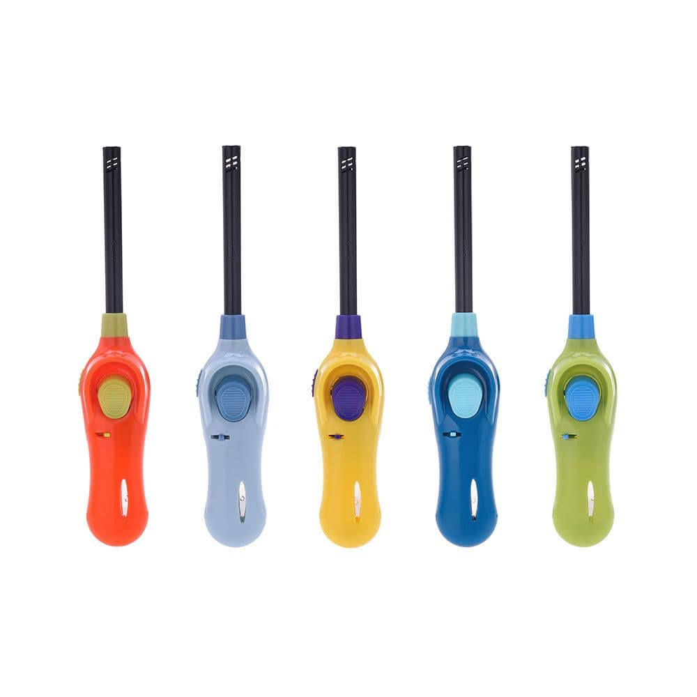 ENCENDEDOR ELECTRÓNICO RECARGABLE, CUELLO LARGO, COLORES SURTIDOS, BLISTER