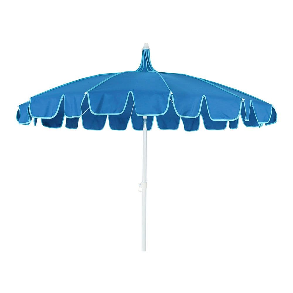 PARASOL PARA JARDÍN, AZUL CON RIBETE VERDE AGUA, Ø195 x 215 cm