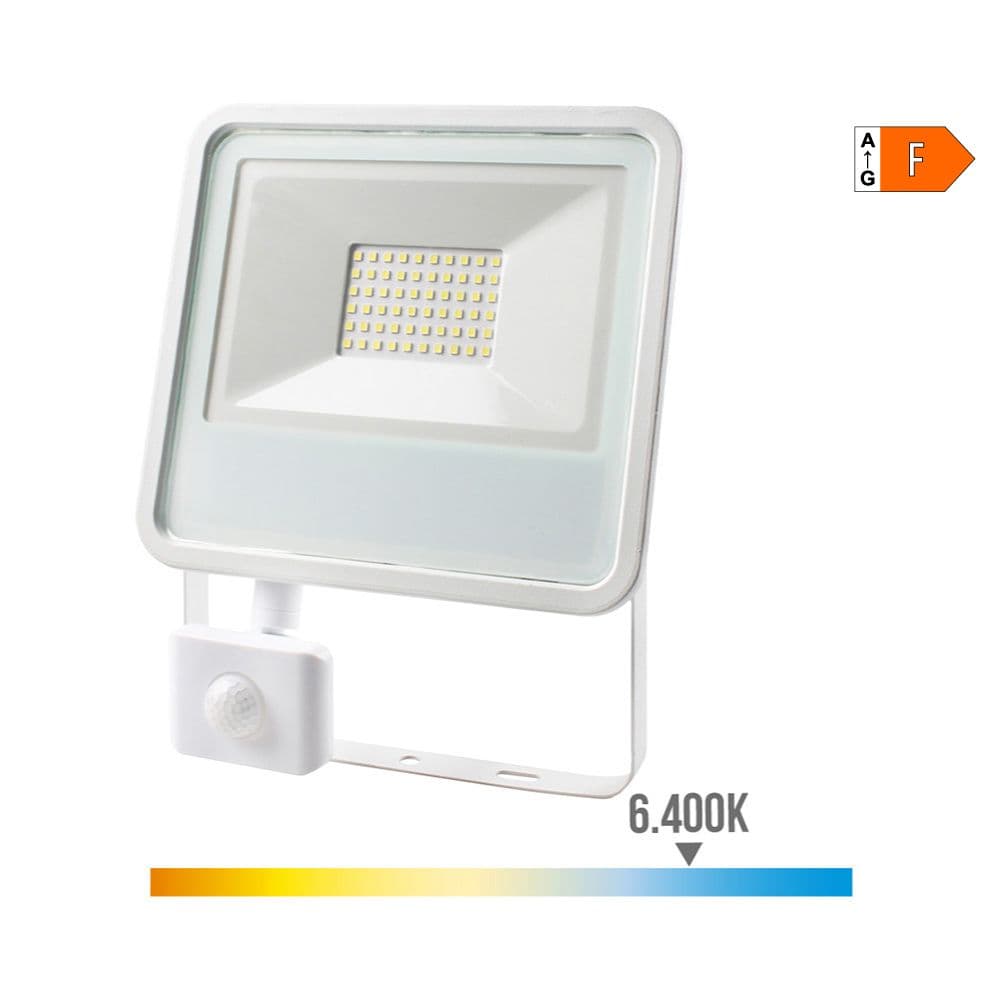FOCO PROYECTOR LED CON SENSOR DE PRESENCIA 50 W, 4000 lm, 6400 K, LUZ FRÍA - 23,8 x 4,5 x 19,2 cm