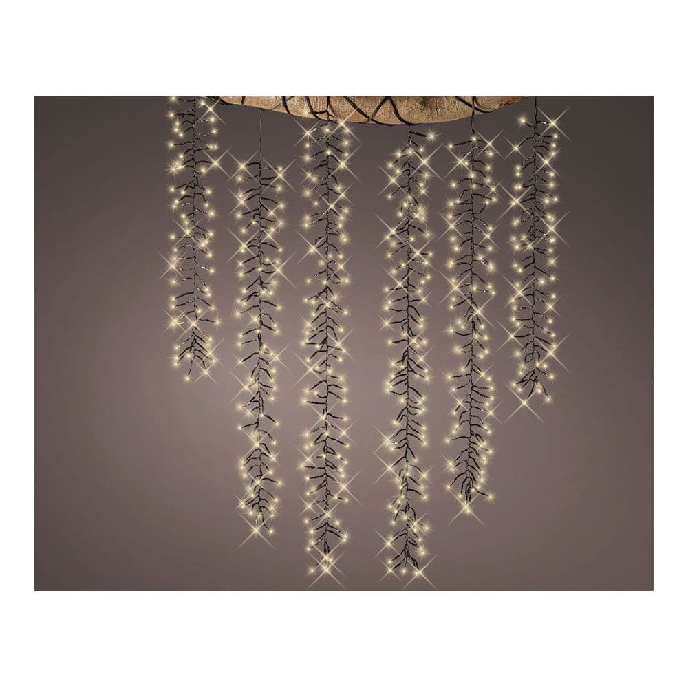 CORTINA CASCADA PARA ÁRBOL, MULTIFUNCIÓN, LUZ CÁLIDA, 480 LEDS, EXTERIOR, 2m
