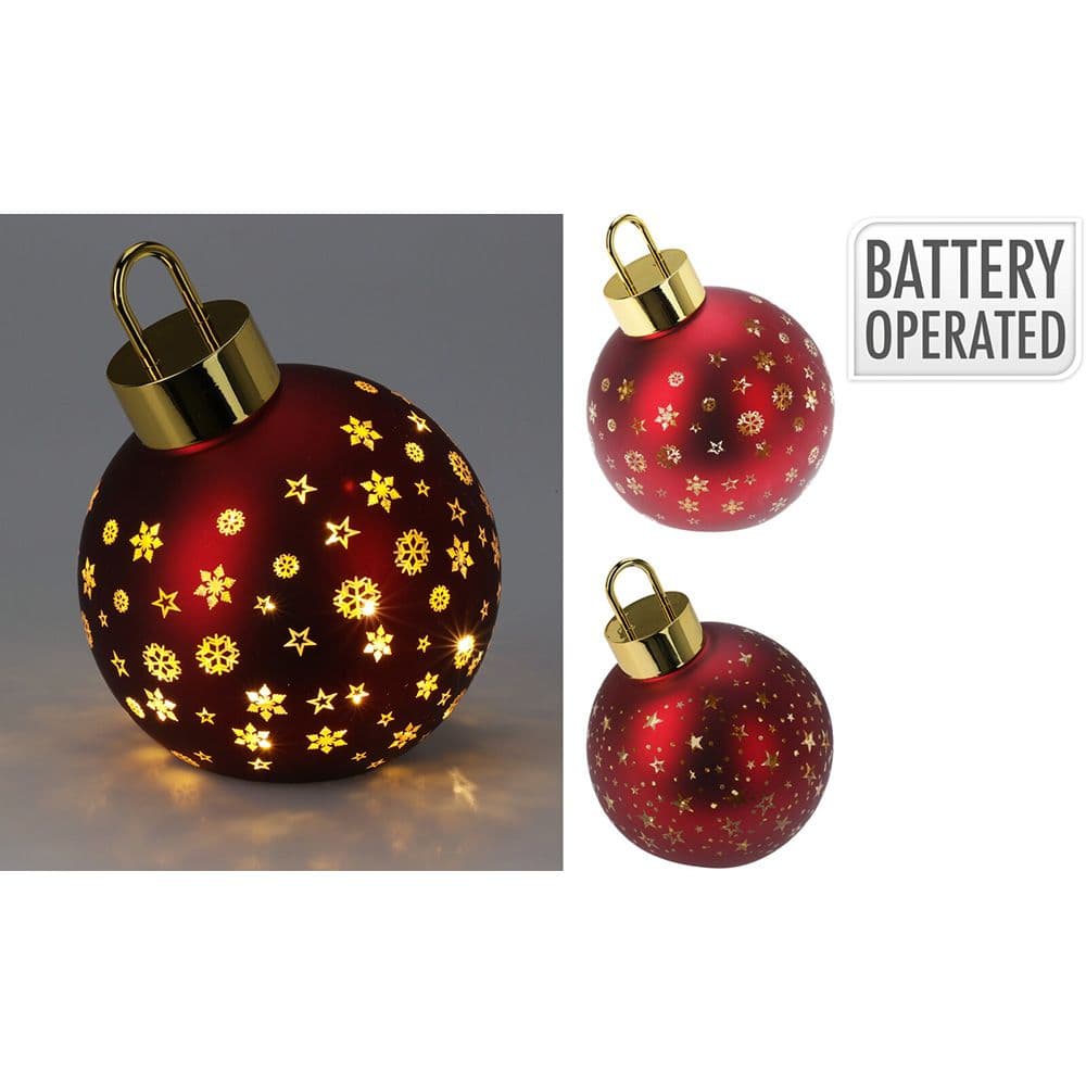 BOLA DE NAVIDAD LED ROJA MATE, BLANCO CÁLIDO, MODELOS VARIADOS Ø15 cm