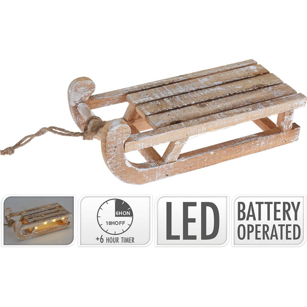 TRINEO DECORACIÓN LED, BLANCO CÁLIDO, A PILAS