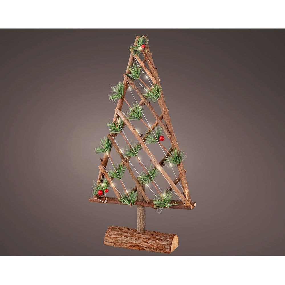ÁRBOL DECORATIVO MICROLED DE MADERA, 48 cm