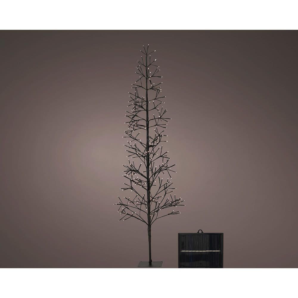 ÁRBOL MICROLED SOLAR, LUZ PARPADEANTE, 192 LED, BLANCO CÁLIDO.