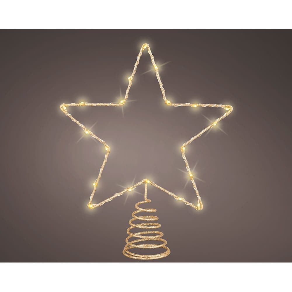 ADORNO ESTRELLA PARA ÁRBOL NAVIDAD, DORADA, 20 LED, 23 x 6 x 25,5 cm