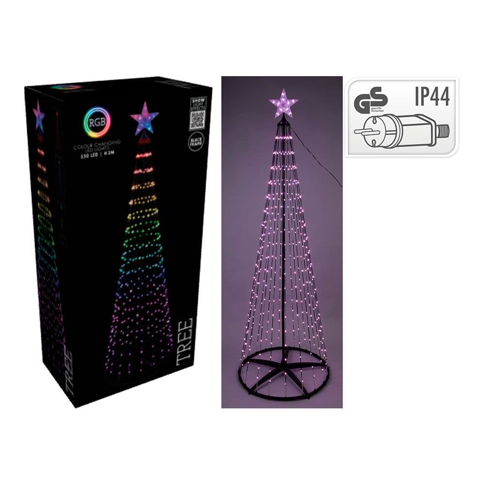 ÁRBOL DE NAVIDAD 550 LEDS RGB, NEGRO, Ø103 x 300 cm