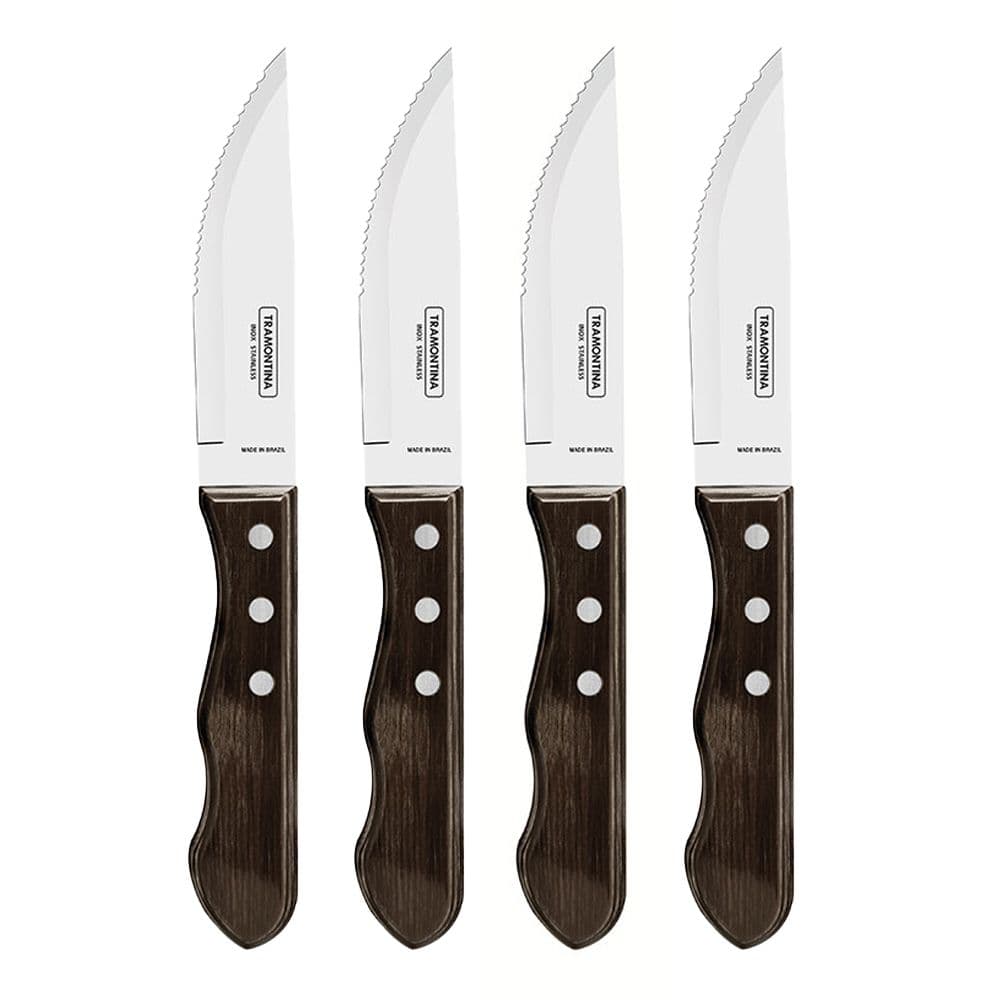 CUCHILLOS DE ASADO JUMBO POLYWOOD CASTAÑO 12,7 cm 4 uds