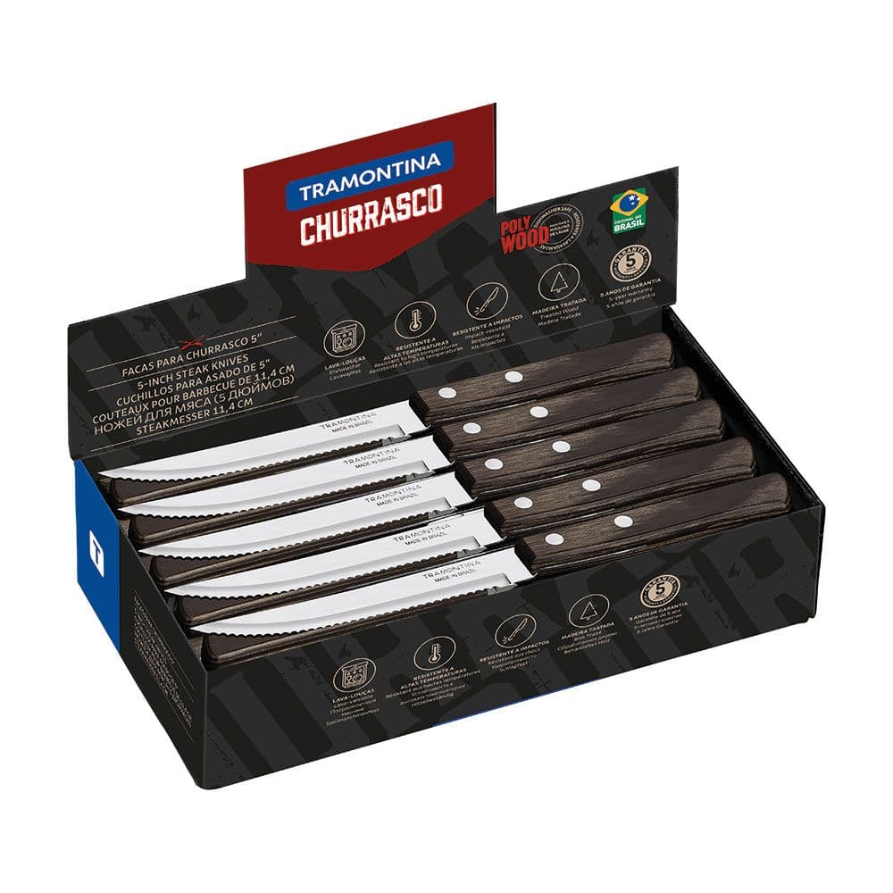 CUCHILLOS DE ASADO POLYWOOD CASTAÑO 12,7 cm EXPOSITOR 60 uds