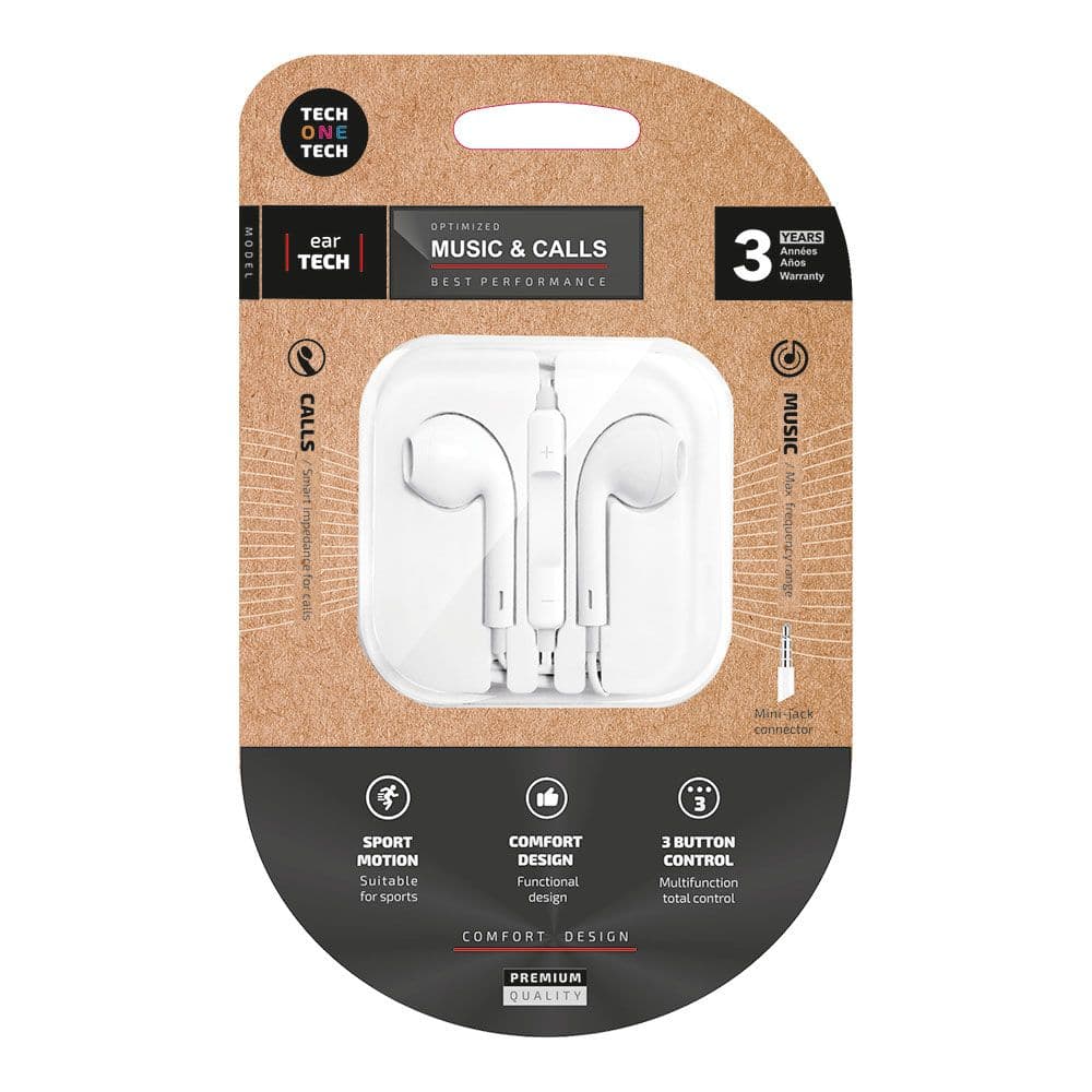 AURICULARES EARTECH CONECTOR MINI-JACK BLANCOS