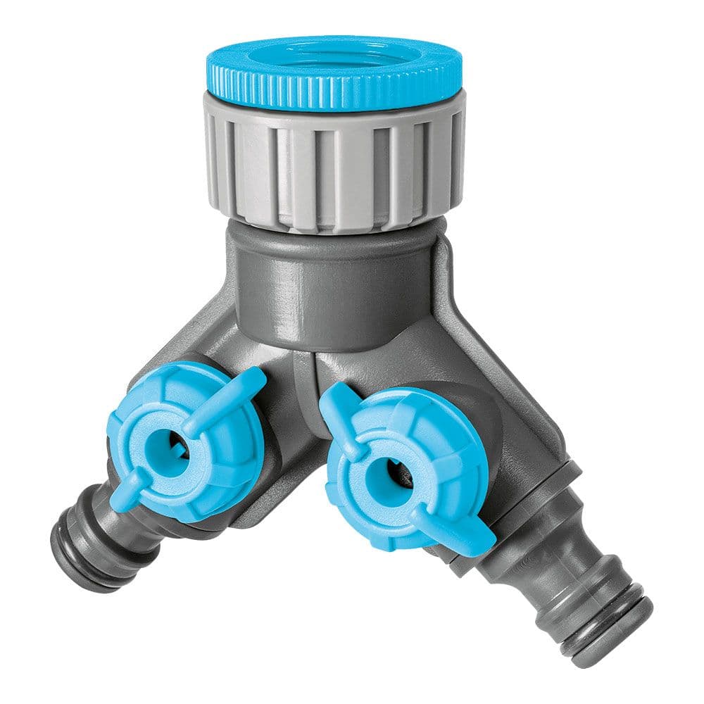 DISTRIBUIDOR DE 2 VÍAS CON VÁLVULAS PARA GRIFO DE ROSCA CELLPRO 6 bar, ½ pulg - ¾ pulg, BLISTER