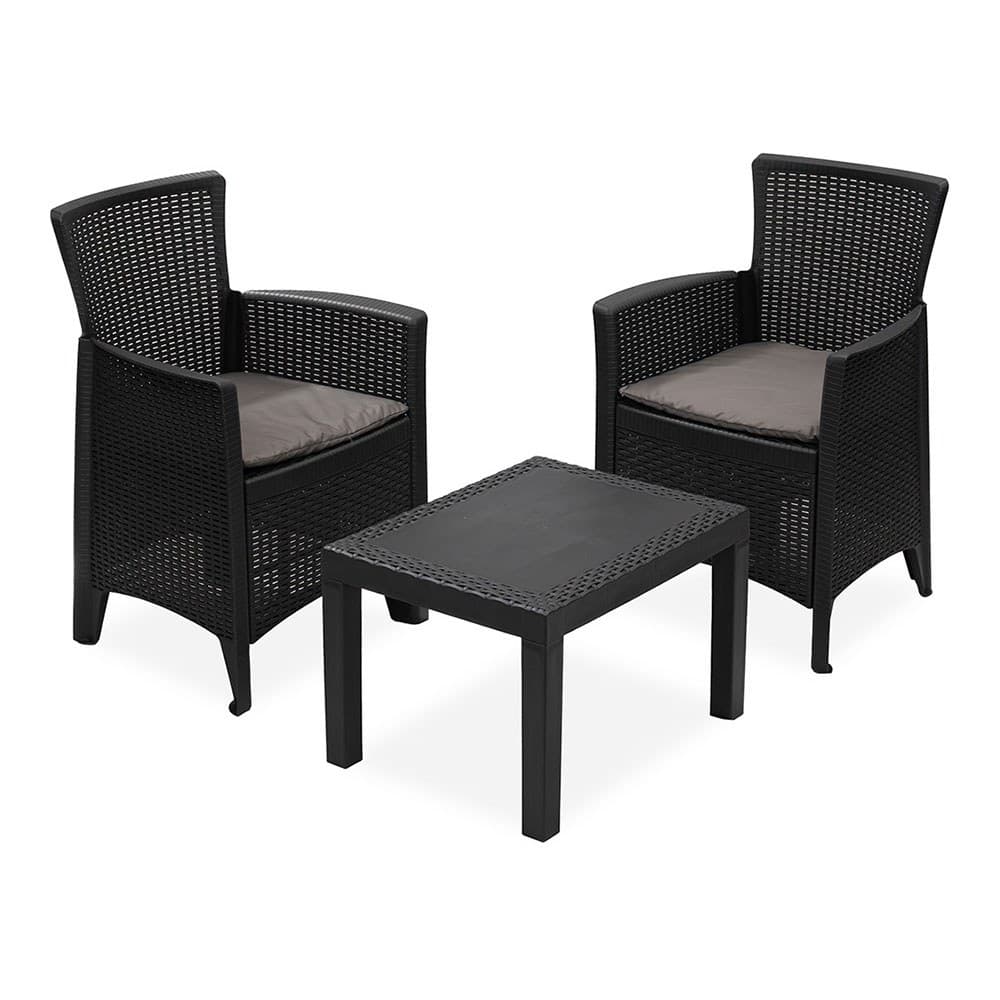 CONJUNTO JARDÍN FOREST 3 PIEZAS ANTRACITA + COJINES