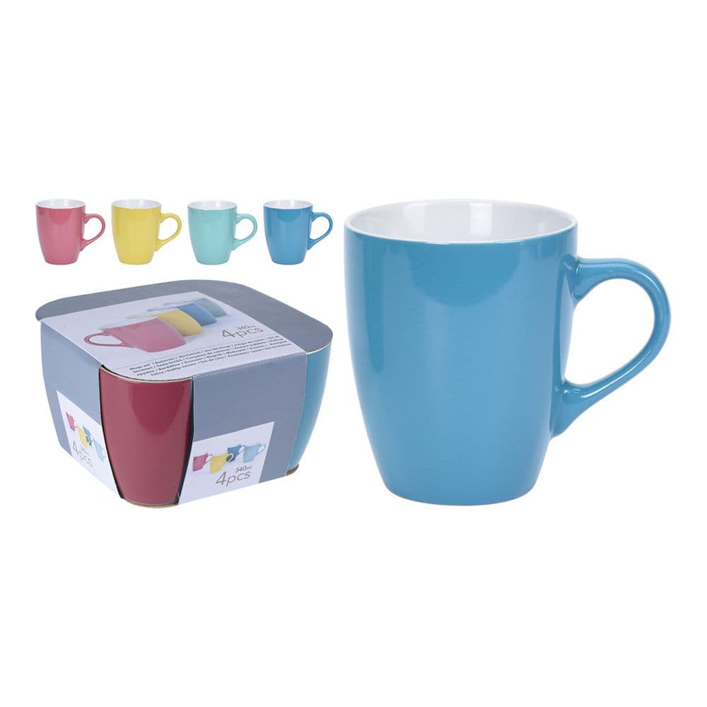 TAZAS DE CAFÉ COLORES SURTIDOS 340 ml, 4 uds