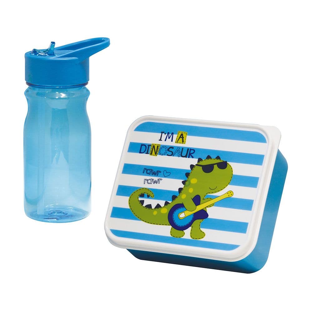 CAJA INFANTIL PARA MERIENDA CON CANTIMPLORA DINO 0,85 L / 0,5 L