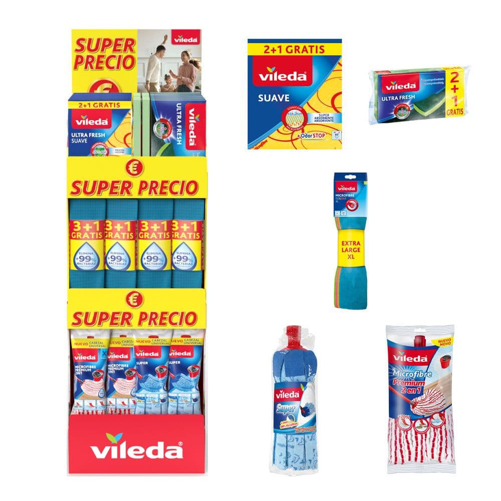 EXPOSITOR SUPER PRECIO UNIVERSAL VILEDA, 39 x 38 x 122 cm