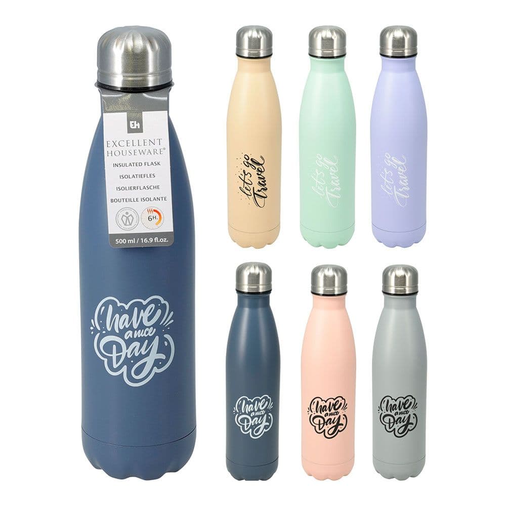 BOTELLA ISOTÉRMICA INOXIDABLE COLORES/MODELOS SURTIDOS 500 ml