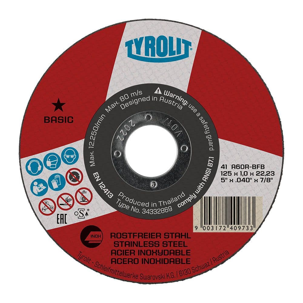 DISCO CORTE ACERO INOX 41C Ø125 x 1,0 x 22,23 mm A60R-BFB